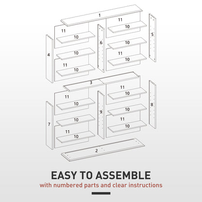HOMCOM 16-Compartment Media Shelf - Black