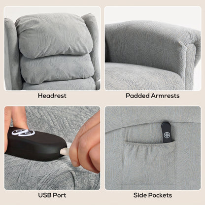 HOMCOM Velvet-Feel Electric Riser Recliner Chair - Grey