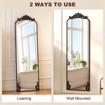 HOMCOM Floor Mirror, 50 x 160 cm Full Length Mirror with Baroque Metal Frame for Bedroom, Living Room, Dressing Room, Black