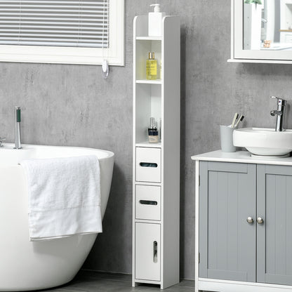 kleankin Modern Bathroom Storage Cabinet, Freestanding Tall Bathroom Cabinet with Open Shelves for Bedroom Hallway, White