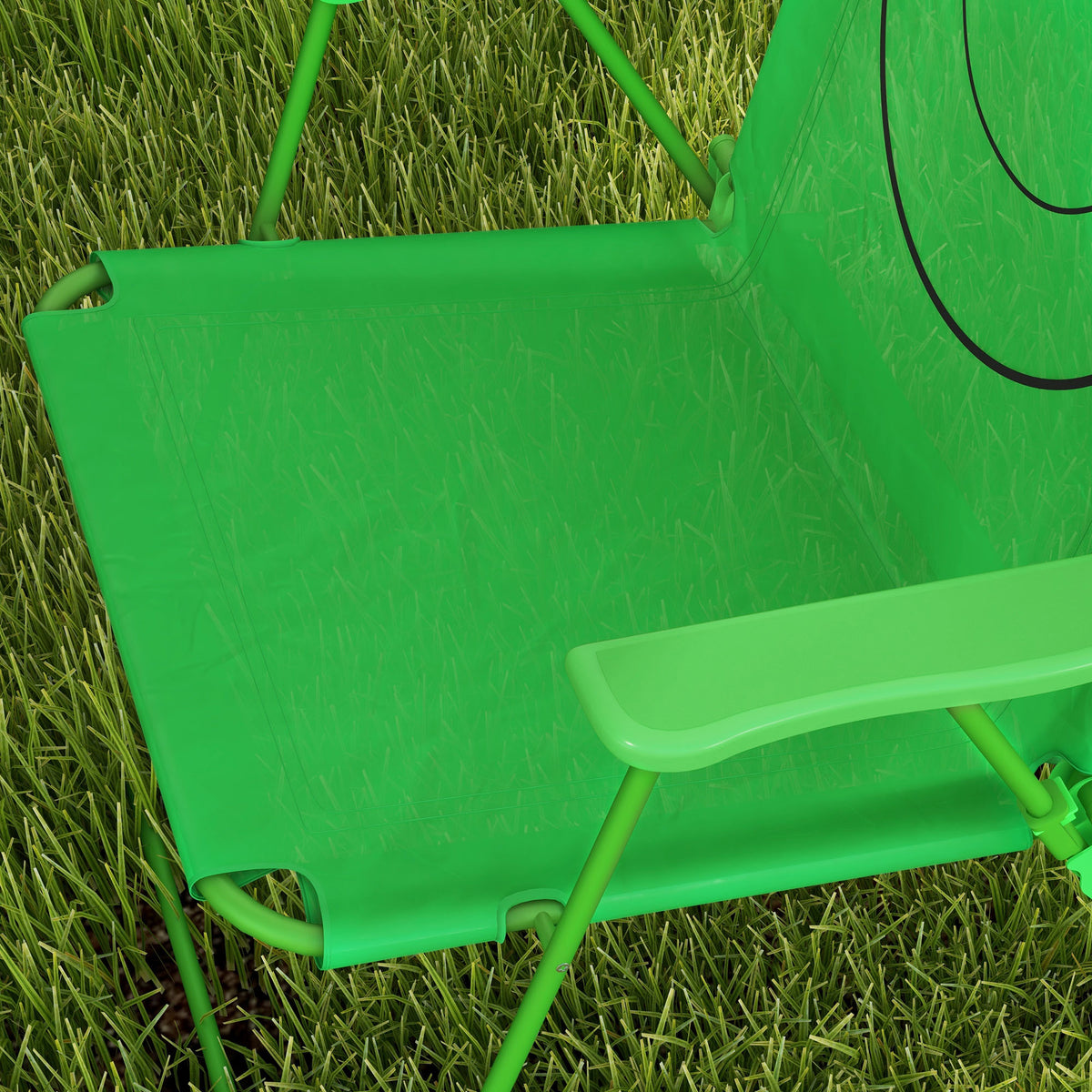 Outsunny Kids Folding Picnic Table Chair Set w/ Parasol, Green
