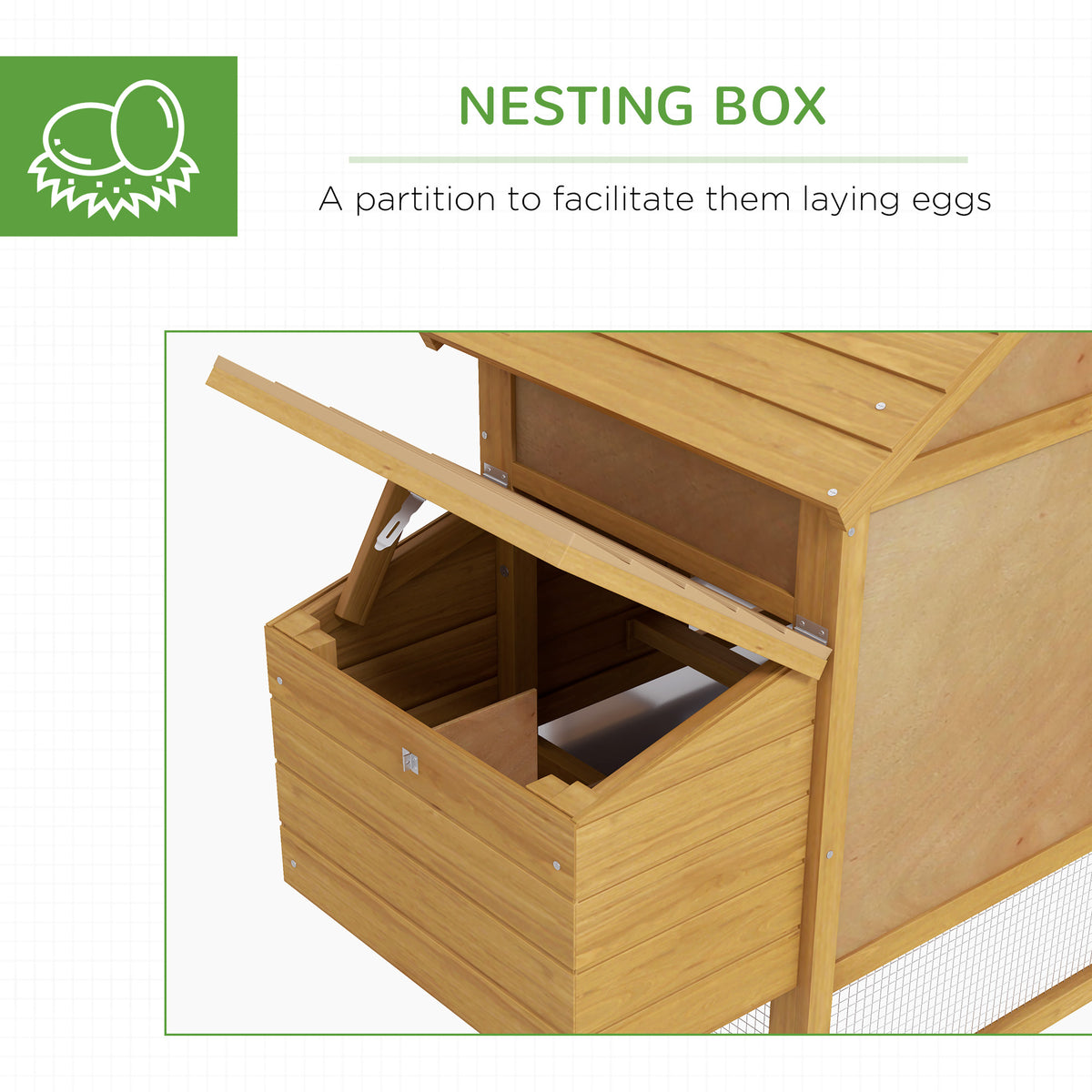 PawHut Small Chicken Coop with Nesting Box & Run, Hen House Poultry Coops Cages for 1-2 Chickens Wood 150.5 x 54 x 87cm
