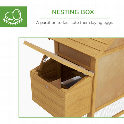 PawHut Small Chicken Coop with Nesting Box & Run, Hen House Poultry Coops Cages for 1-2 Chickens Wood 150.5 x 54 x 87cm