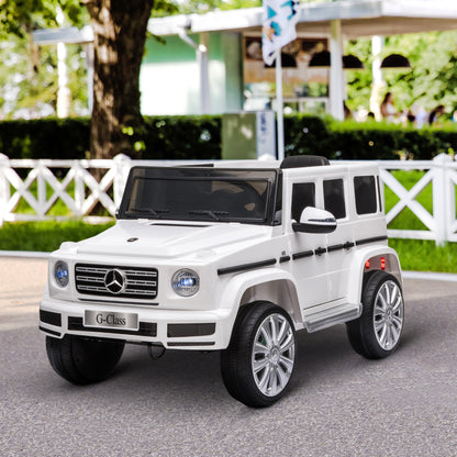 HOMCOM Mercedes Benz G500 Licensed 12V Kids Electric Ride On Car Toy with Parental Remote Control, 3-8 Years Old - White