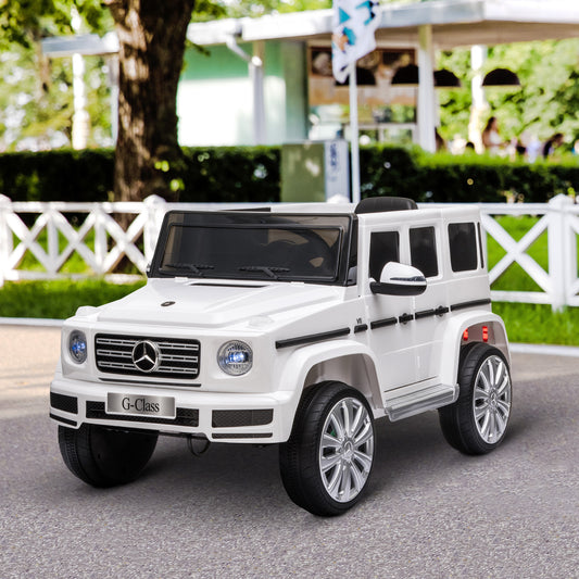 HOMCOM Mercedes Benz G500 Licensed 12V Kids Electric Ride On Car Toy with Parental Remote Control, 3-8 Years Old - White