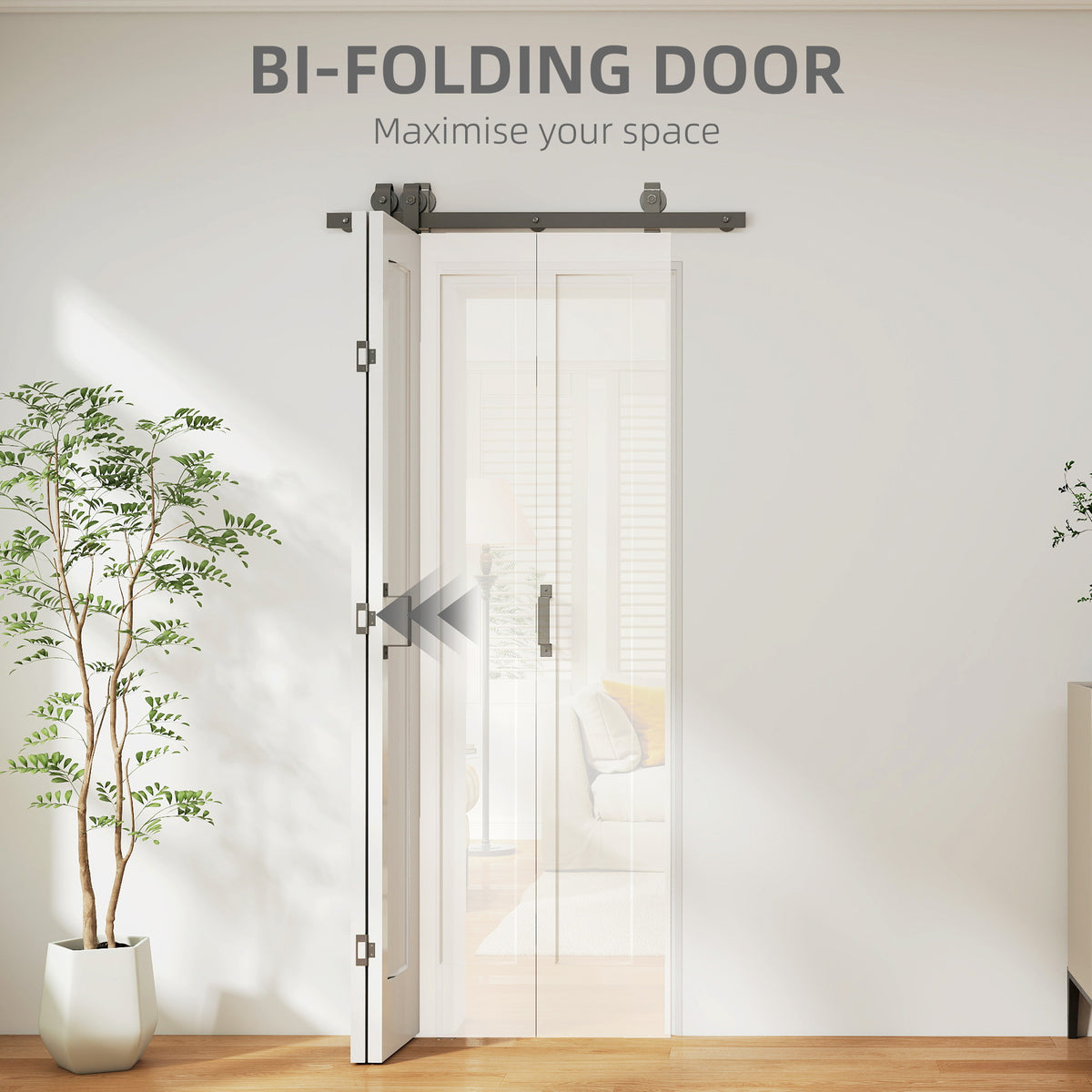 HOMCOM Slide Door, 70cm Modern Sliding Door Set Kit with Steel Rail, White