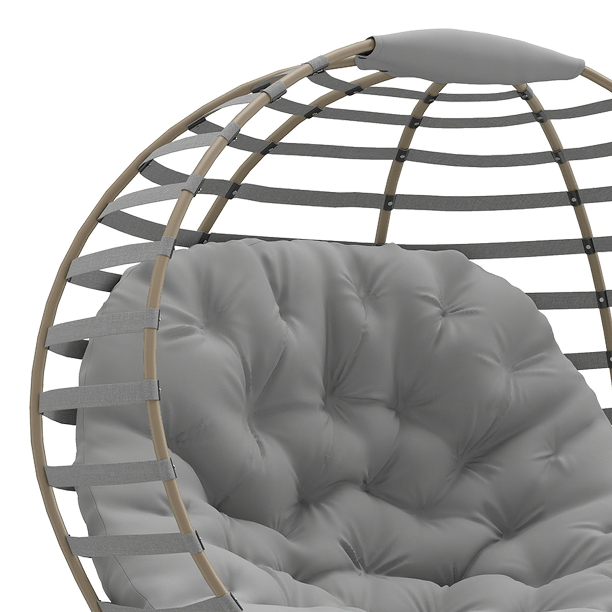 Outsunny Egg Chair with Cushion & Side Pocket - Light Grey