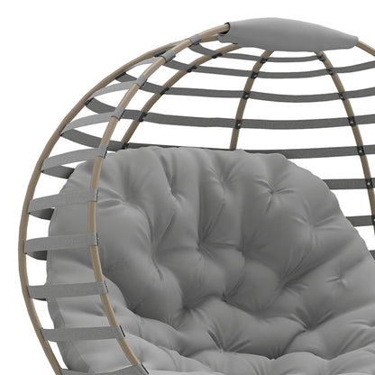 Outsunny Egg Chair with Cushion & Side Pocket - Light Grey