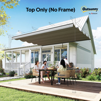 Outsunny Retractable Pergola Cover, 3.5 x 2.6 m Replacement Canopy Fabric for 4 x 3 m Frame, Roof Top Only, Light Grey