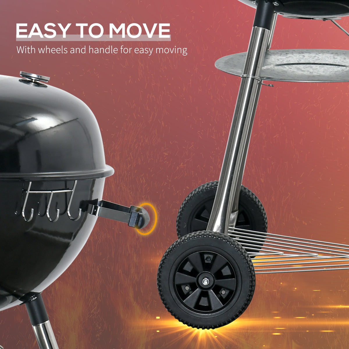 Outsunny Portable Kettle Charcoal Grill - Black