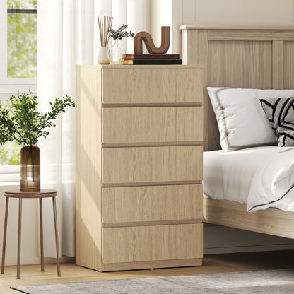 HOMCOM Chest of Drawers, 5-Drawer Storage Cabinets, Modern Dresser, Storage Drawer Unit for Bedroom