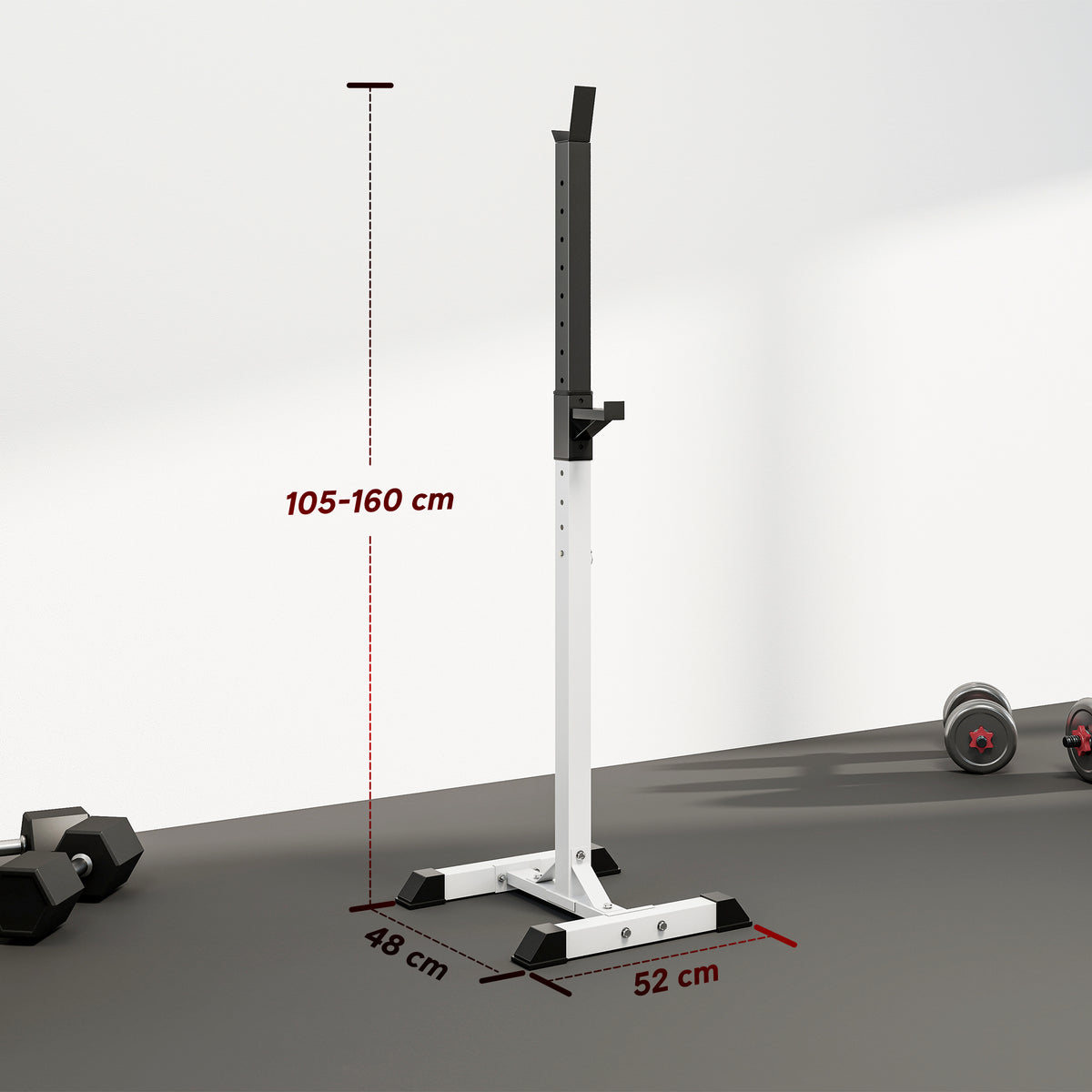 HOMCOM Heavy Duty Weight Bar Barbell Squat Stand Barbell Rack Spotter, for Home, Gym - Black