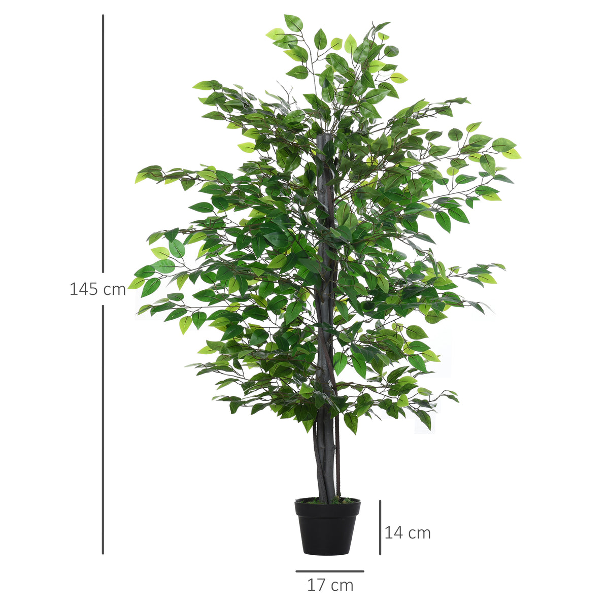 Outsunny Artificial Tree White Rose Floral in Pot, Fake Plant for Home Indoor Decor, 90cm, Purple