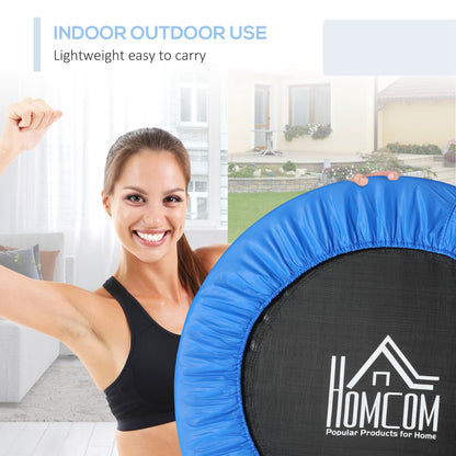 HOMCOM 38" Mini Fitness Trampoline Home Gym Yoga Exercise Rebounder Indoor Outdoor Jumper with Safety Pad, Support Up to 150 KG, Blue and Black