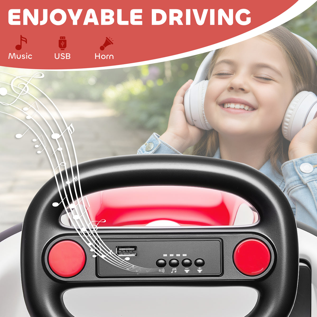 AIYAPLAY Kids Bumper Car with 360-Degree Rotation, 6V Electric Ride On Car with Music and Horn for 3-8 Years Old, Red