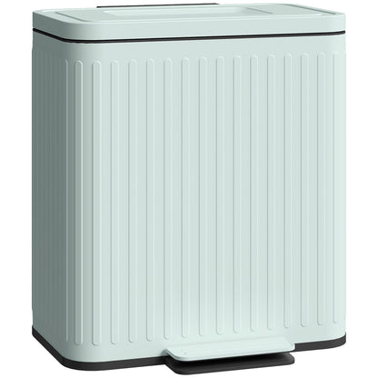 HOMCOM 40L Dual Compartment Rubbish Bin, with Soft-Close Lid - Green