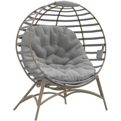 Outsunny Egg Chair with Cushion & Side Pocket - Light Grey