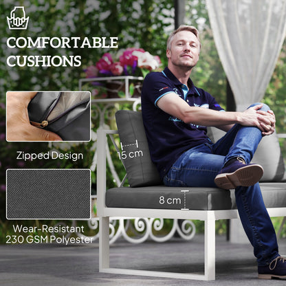 Outsunny Four-Piece L Shaped Garden Furniture Set with 5-Level Adjustable Lounger - Grey