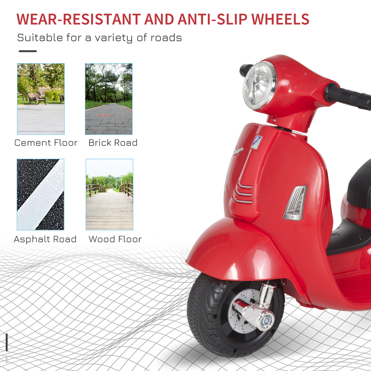 HOMCOM Vespa Licensed 6V Kids Electric Motorbike Ride On Motorcycle  Battery Powered for 18-36 Months with Horn, Red