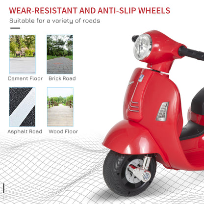 HOMCOM Vespa Licensed 6V Kids Electric Motorbike Ride On Motorcycle  Battery Powered for 18-36 Months with Horn, Red