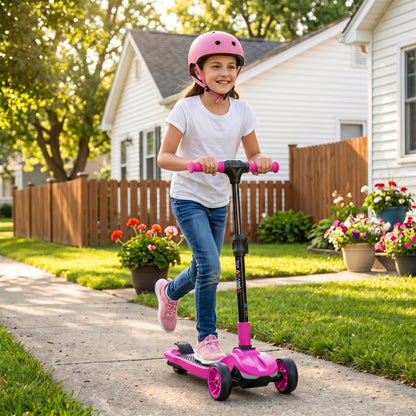 AIYAPLAY Three-Wheel Foldable Electric Scooter for Kids Aged 6-10 Years, Pink