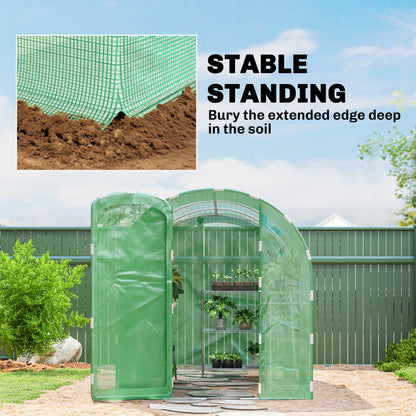 Outsunny 3 x 2 x 2m Polytunnel Greenhouse with Hinged Door, Walk-in Grow House Tent with PE Cover and Galvanised Steel Frame, Green