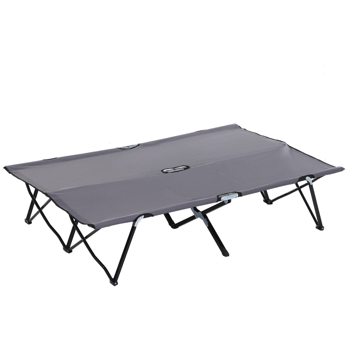 Outsunny Double Camping Cot Bed, with Bag - Grey