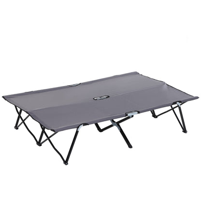 Outsunny Double Camping Cot Bed, with Bag - Grey