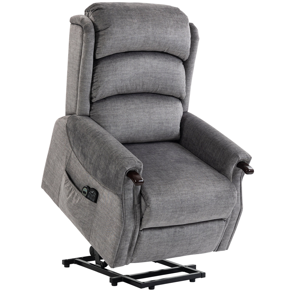 HOMCOM Power Lift Recliner with Vibration Massage and Heat, Lift Chair for Tall with Wood Grip, Pocket Spring, Light Grey