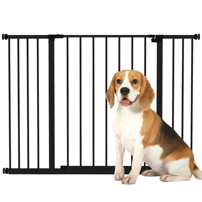 PawHut Dog Gate Pet Safety Gate Stair Barrier Pressure Mount Adjustable 76-82/86-97/101-107 cm, Black