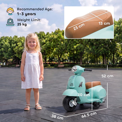 HOMCOM Vespa Licensed 6V Kids Electric Motorbike Ride On Motorcycle  Battery Powered for 18-36 Months with Horn, Green