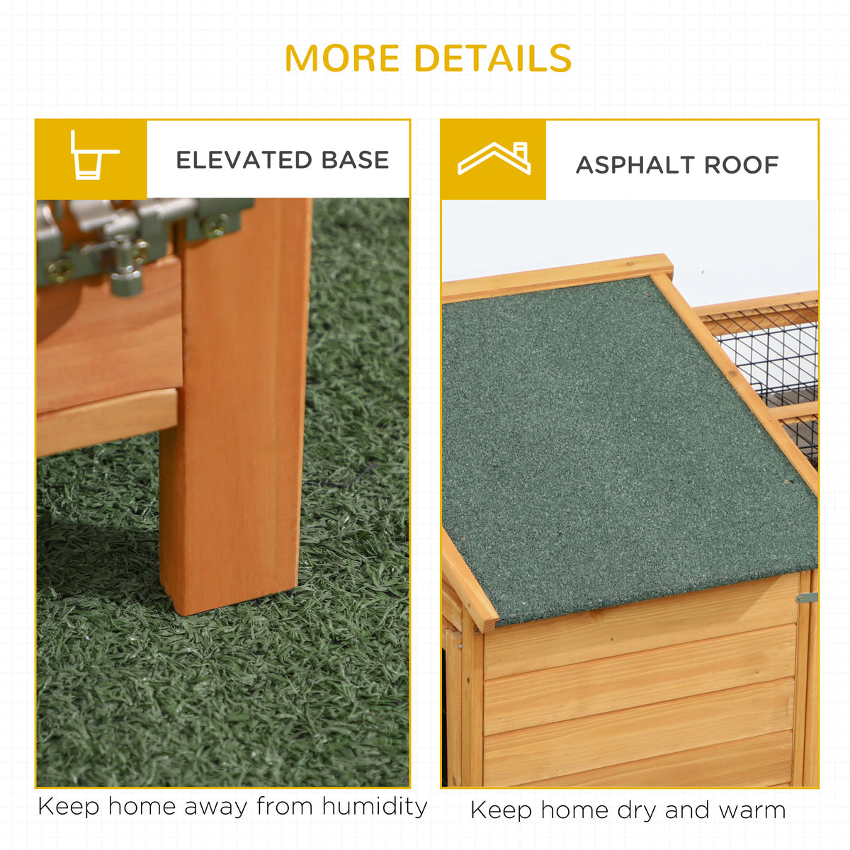 PawHut Wooden Rabbit Hutch Outdoor, Guinea Pig Hutch, Detachable Pet House Animal Cage with Openable Run & Roof Lockable Door Slide-out Tray 146 x 95 x 69cm