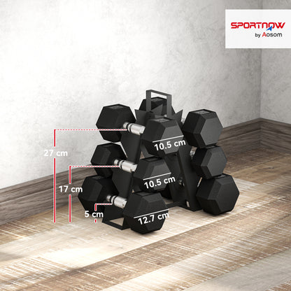 SPORTNOW Hex Dumbbell Set with Weights Storage Rack, Rubber Coated Dumbbells, Non-Slip Chrome Handles, Space-Saving for Home Gym Weight Lifting Strength Training, 2 x 4kg, 2 x 6kg, 2 x 8kg