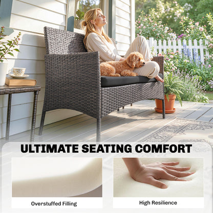 Outsunny Outdoor Seat Cushion Pads for Rattan Furniture, 3 PCs Garden Furniture Cushions, Black