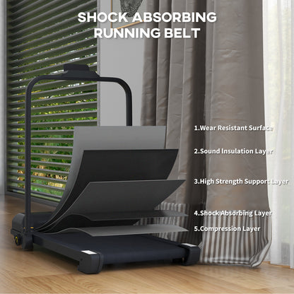 HOMCOM Walking Pad Treadmill, Folding Under Desk Treadmill, 1-10km/h, with Remote Control, Black