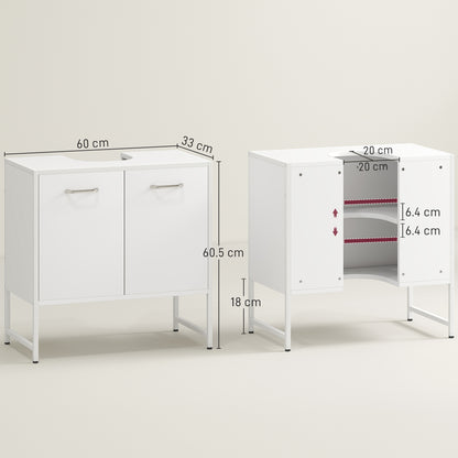 HOMCOM Bathroom Vanity Unit, Under Sink Storage Cabinet with Soft-Close Doors for Basin without or with Pedestal, White