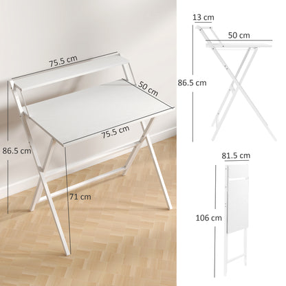 HOMCOM 81.5 cm Folding Computer Desk with Monitor Shelf - White