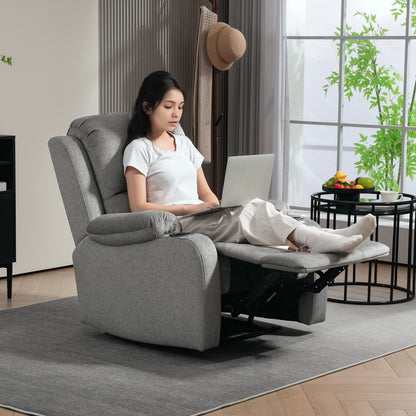 HOMCOM Microfibre Manual Reclining Armchair with 135° Recline Back and Footrest - Grey
