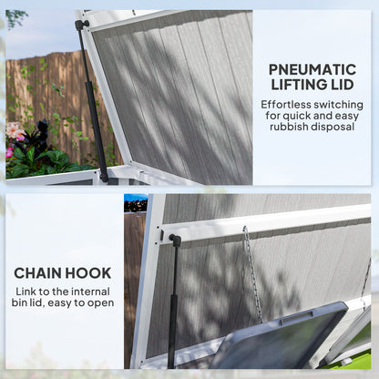 Outsunny 4.7 x 2.5FT Garden Shed, Double Bin Storage Shed with Lockable Doors, Outdoor Small Shed with Openable Lid for 2 Rubbish Bins, Garden Tools, Grey