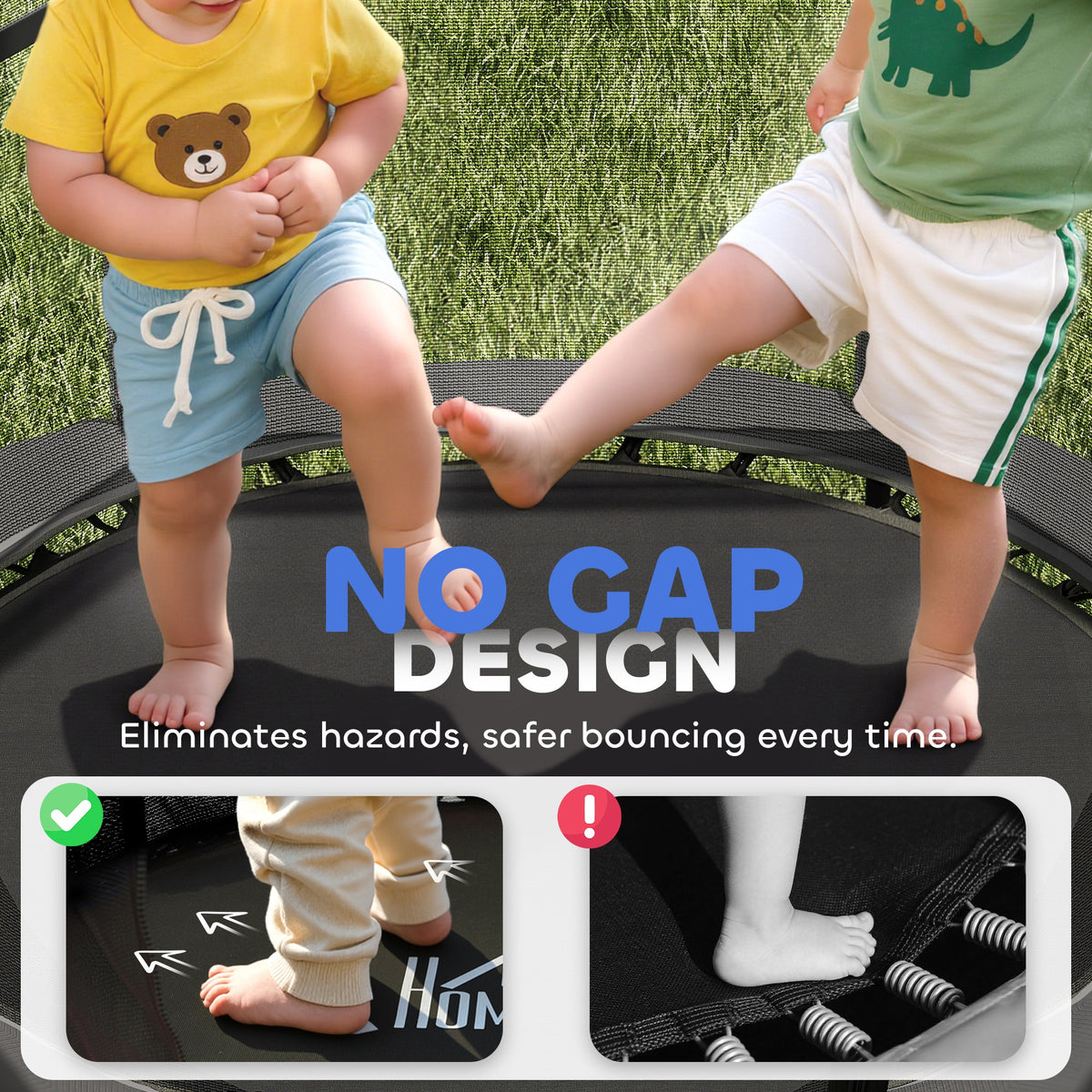 HOMCOM 4.6FT/55" Kids Trampoline with Enclosure Net, Outdoor Indoor Use, for Ages 3-10 Years, Black
