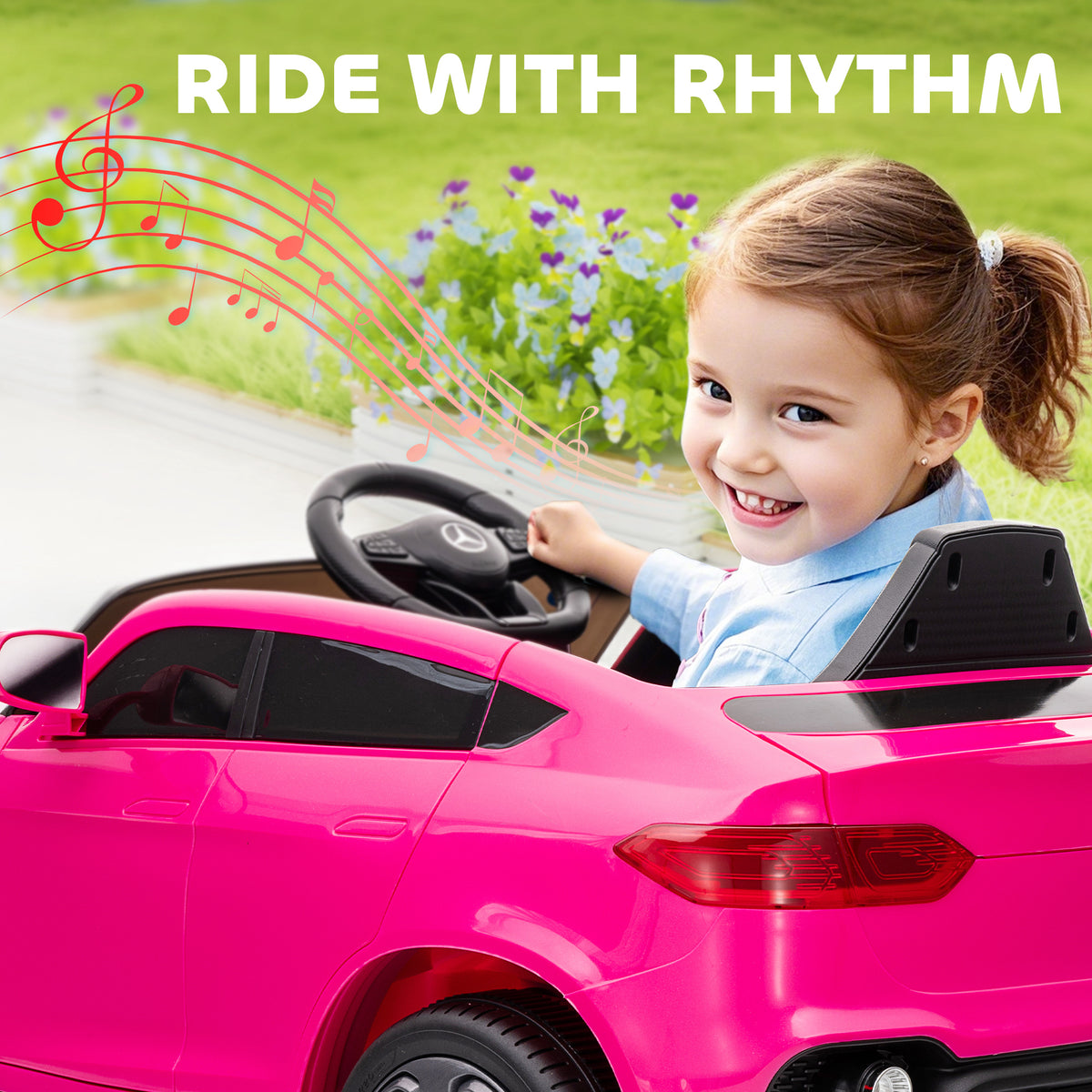 AIYAPLAY Mercedes-Benz GLC Licensed Kids Ride on Car with Remote Control, Soft Start, MP3, LED Headlights, Pink