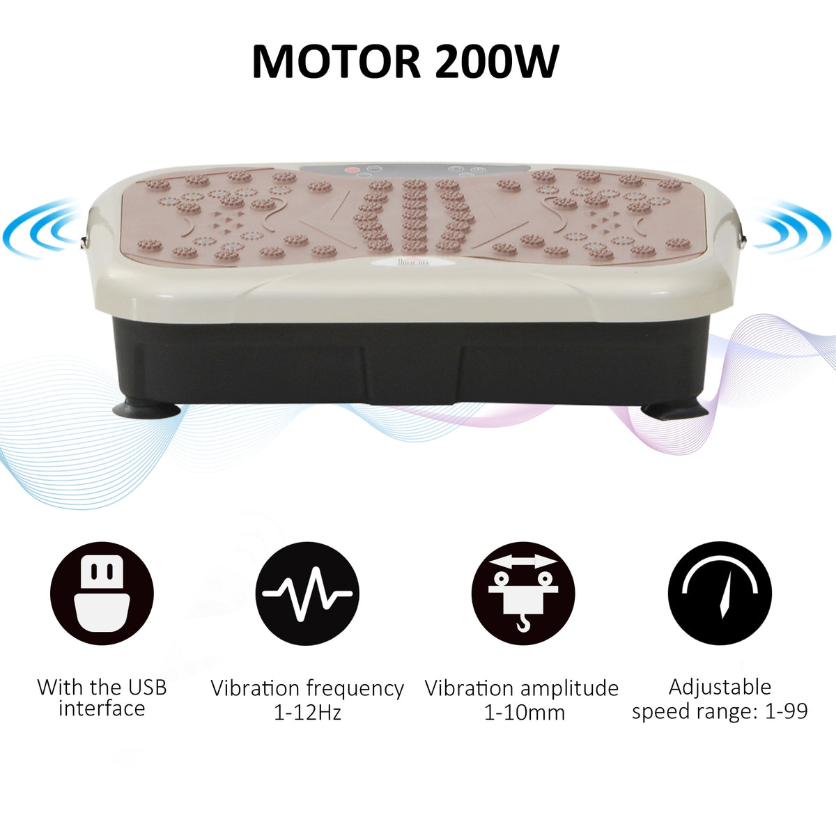 HOMCOM Vibration Plate Exercise Machine, Quiet Vibrating Plate for Weight Loss and Lymphatic Drainage with Resistance Bands, Remote Control, 99 Speed Levels