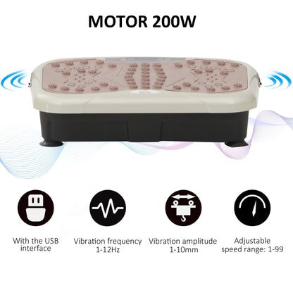 HOMCOM Vibration Plate Exercise Machine, Quiet Vibrating Plate for Weight Loss and Lymphatic Drainage with Resistance Bands, Remote Control, 99 Speed Levels