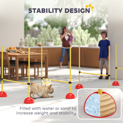 PawHut 4-piece Dog Agility Equipment with 4 Hurdles, Bag for Jump, Training, Yellow