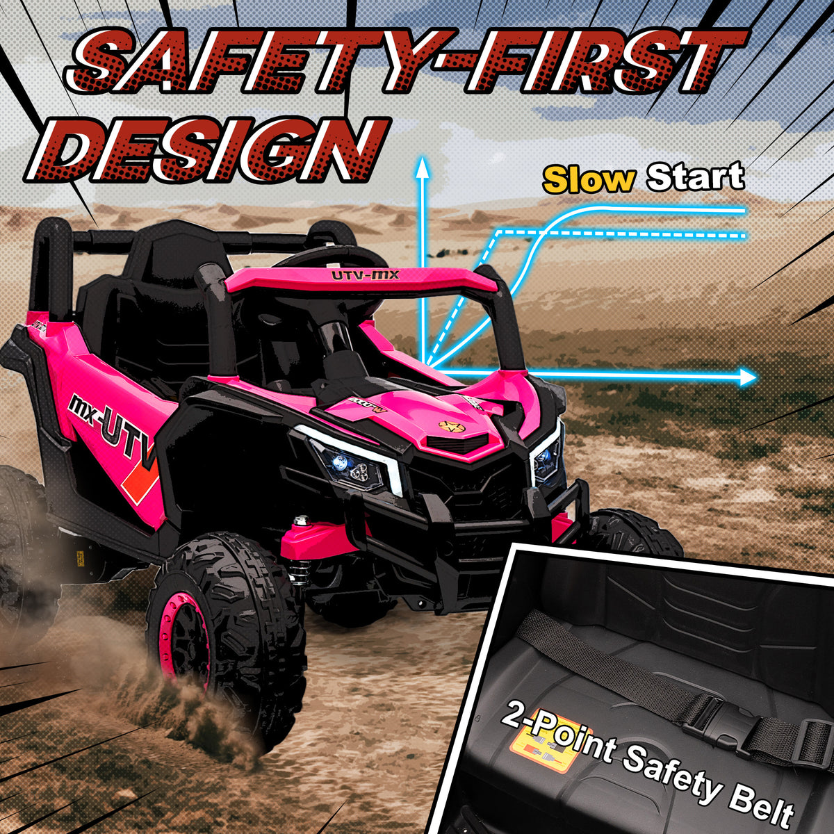 AIYAPLAY 12V Kids Ride On Car with Remote Control, Kids Electric Car with Suspension System, Music, for Kids 3-5 Years, Pink