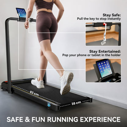 SPORTNOW Folding Treadmill Walking Pad, 2HP Portable Under Desk Treadmill with Handle, Running Jogging Walking Machine