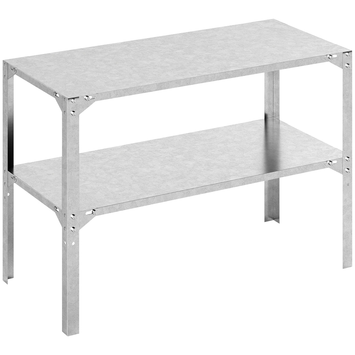 Outsunny 2 Tier Potting Bench Table, Galvanised Steel Garden Planting Work Bench Workstation with Storage Shelf for Outdoor, Patio, Greenhouse, 110 x 50 x 75 cm, Silver Tone