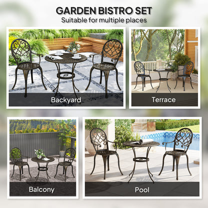 Outsunny Three-Piece Elegant Aluminium Garden Set - Bronze Tone