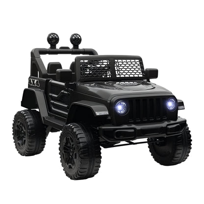 HOMCOM Kids Ride On Car, 12V Electric Cars for Kids with Parental Remote Control, 2 Motors, 4-Wheel Suspension, LED Lights, Horn, 3-5km/h, Battery Powered Ride On Toy for 3-6 Years Old Black