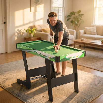 SPORTNOW 104cm Folding Mini Pool Table Set with 2 Cues, 16 Balls, Chalk, Triangle, Brush, Green